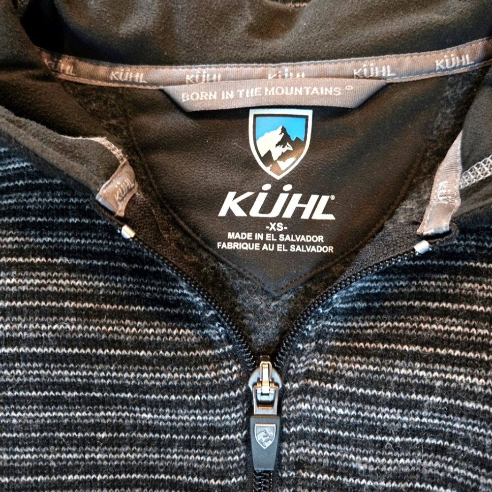 Womens Kuhl Black and Gray Zip-Up Sweater XS